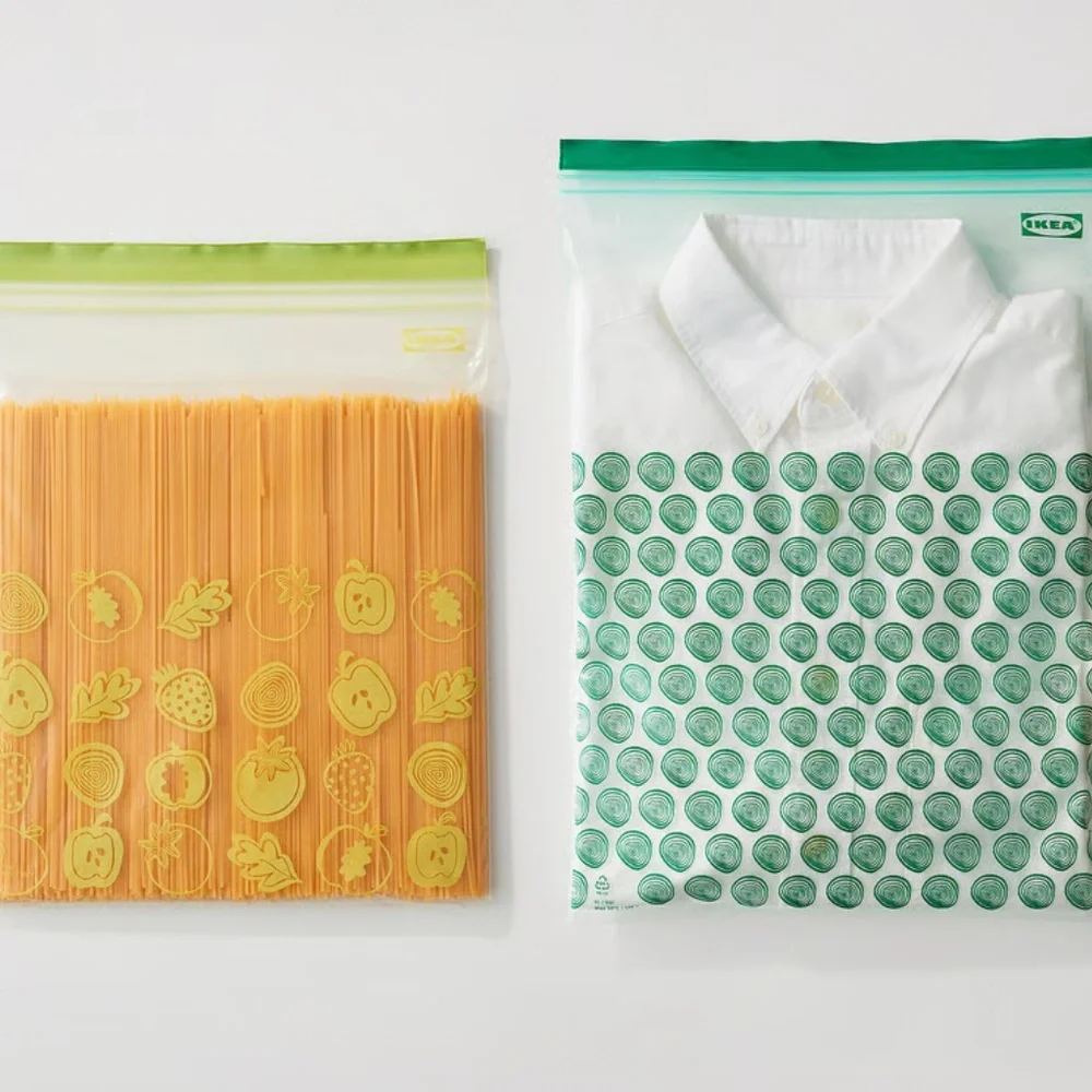 30 Pack - ISTAD Reusable Resealable Storage Bags Patterned Green 6 & 5 Qt